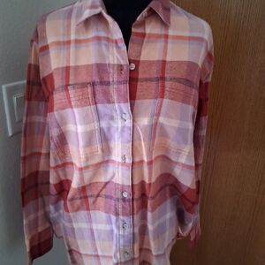 Old Navy Plaid Button Down Shirt - Red and Pink